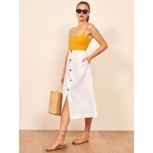 Reformation Highland Midi Linen Skirt, Sz 4